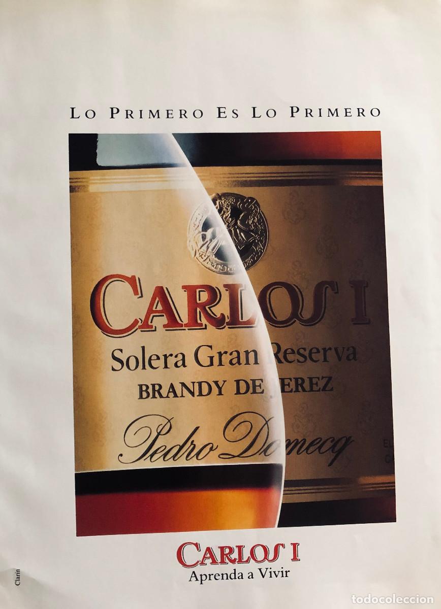 Coleccionismo de vinos y licores: Publicidad de brandy Carlos I. P&aacute;gina de revista a&ntilde;o 1992. Tama&ntilde;o folio. Enmarcable.