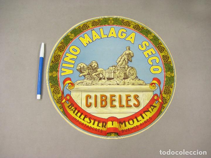 Coleccionismo de vinos y licores: ETIQUETA LITOGRAFIADA DE GRAN TAMA&Ntilde;O DE VINO MALAGA SECO BALLESTER Y MOLINA.
