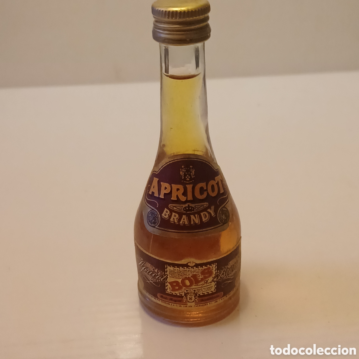 Coleccionismo de vinos y licores: Miniatura botellin cristal mini botella licor Apricot Brandy BOLS 11 cm altura