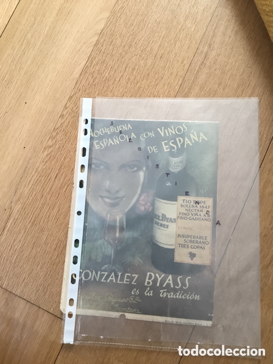 Coleccionismo de vinos y licores: ANUCIO DE VINOS Y CO&Ntilde;AC GONZALEZ BYASS - JEREZ DE LA FRONTERA - 1935