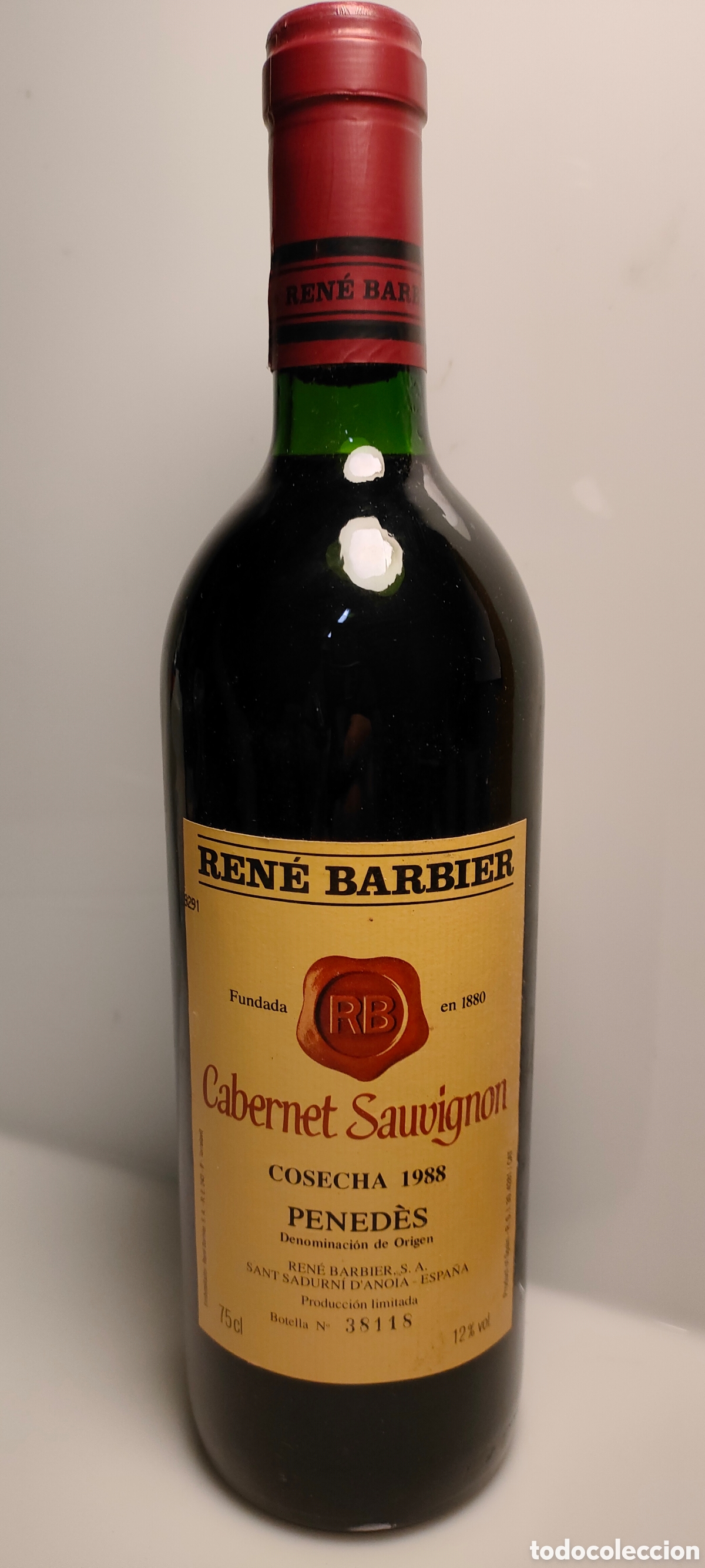Coleccionismo de vinos y licores: Botella REN&Eacute; BARBIER 1988 Cosecha Limitada