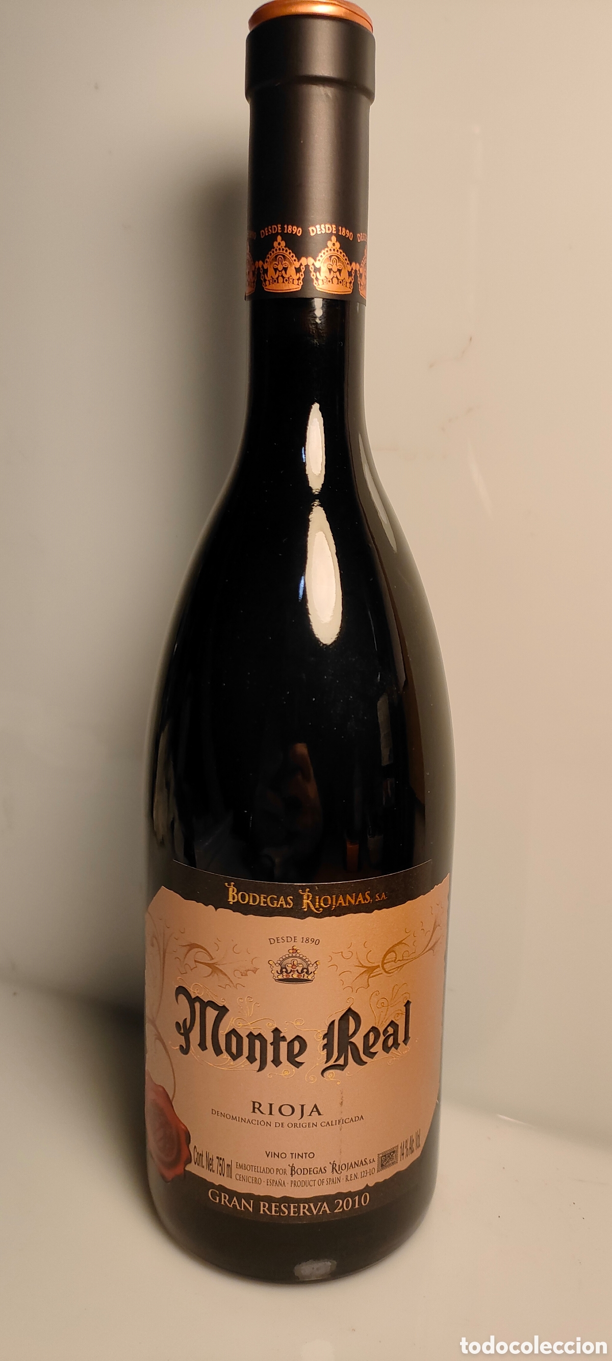 Coleccionismo de vinos y licores: Botella MONTE REAL 2010 GRAN RESERVA BODEGAS RIOJANAS