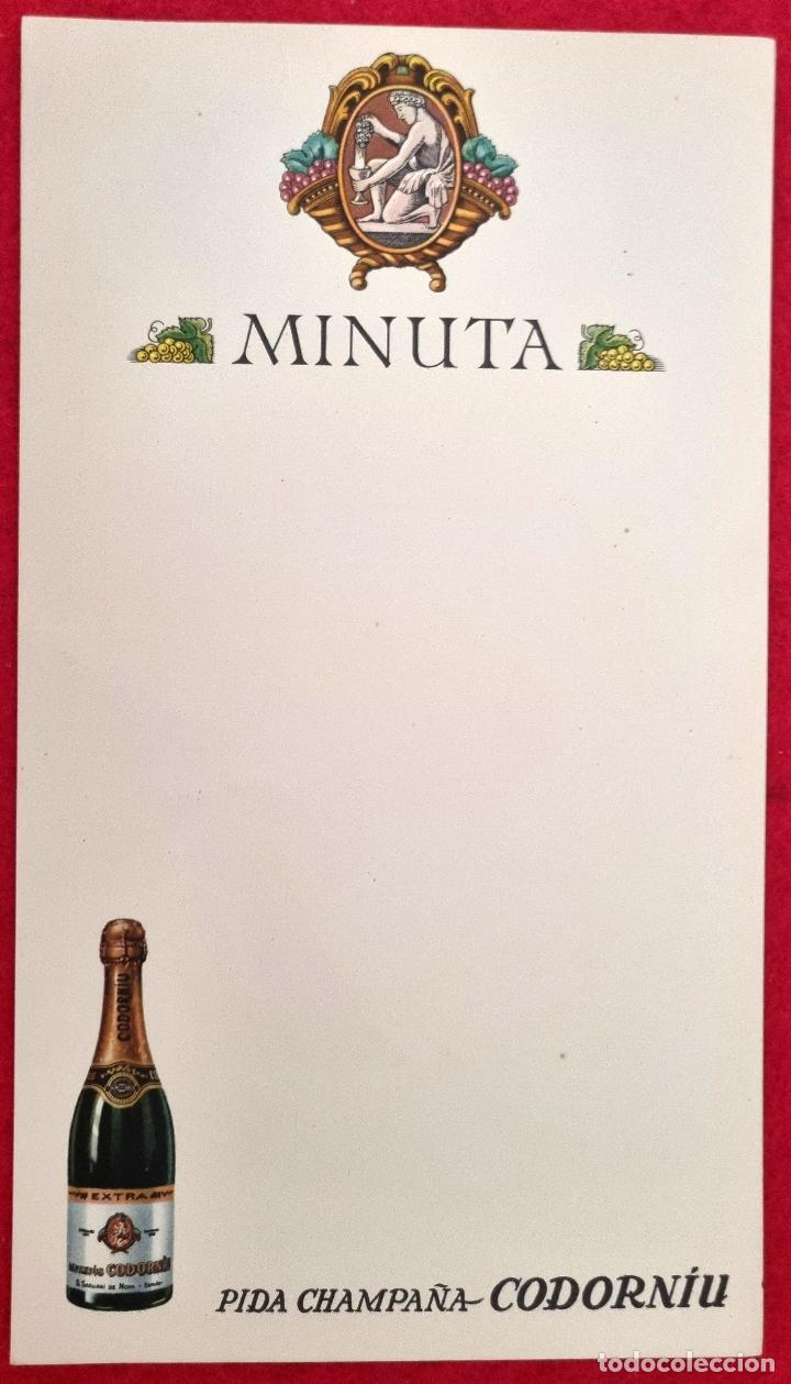 Coleccionismo de vinos y licores: MENU MINUTA PUBLICIDAD CHAMPA&Ntilde; CHAMPA&Ntilde;A CODORNIU SAN SADURNI ORIGINAL RB