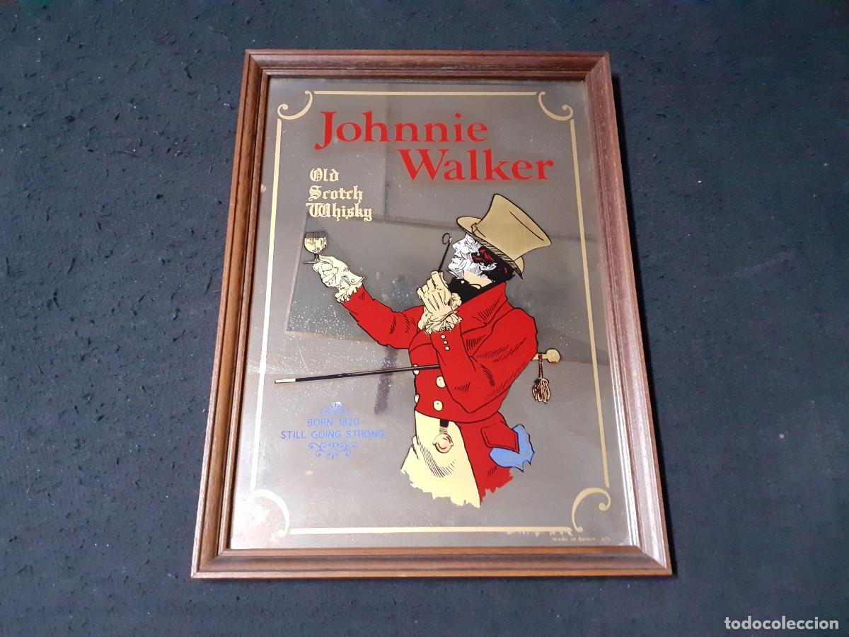 Coleccionismo de vinos y licores: CUADRO JOHNNIE WALKER VINTAGE ESPEJO CRISTAL