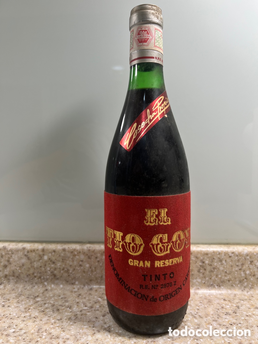 Collection of wines and liquors: Antigua Botella EL T&Iacute;O GOYO GRAN RESERVA TINTO D.O. CARI&Ntilde;ENA