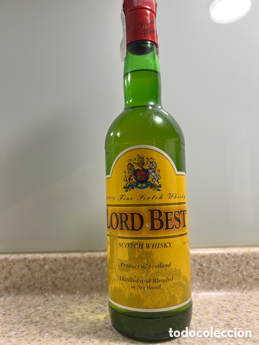 Coleccionismo de vinos y licores: Antigua botella WHISKY : LORD BEST : Llena Precintada con sello Hacienda