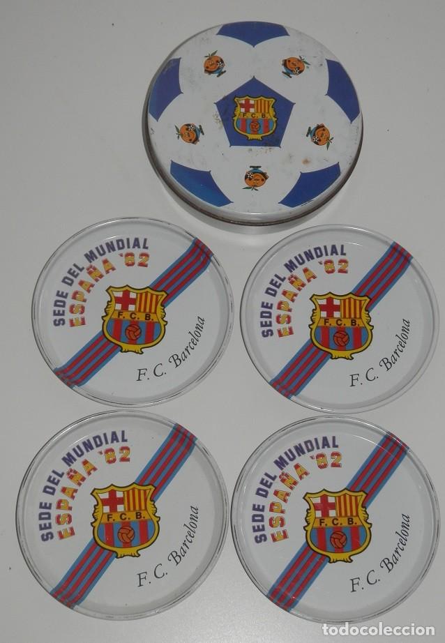 Coleccionismo de vinos y licores: CAJA CON 4 POSAVASOS-MUNDIAL 1982/82-F.C.B.