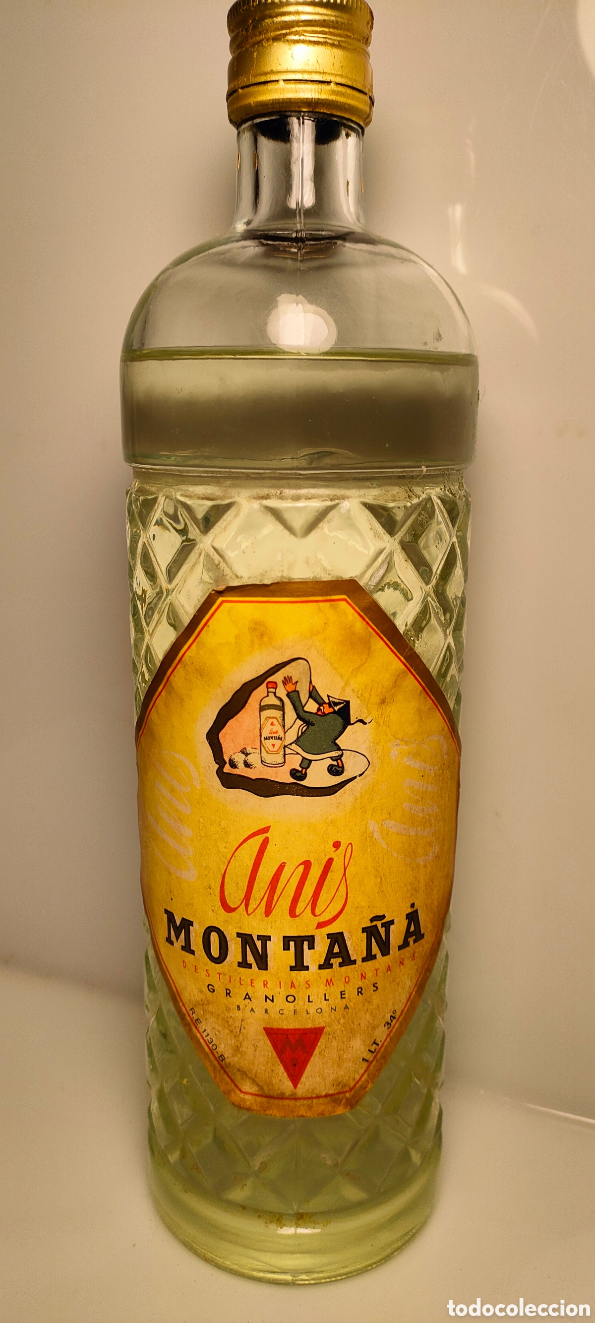 Coleccionismo de vinos y licores: Botella ANIS MONTA&Ntilde;A 1Litro DESTILER&Iacute;AS MONTA&Ntilde;A GRANOLLERS