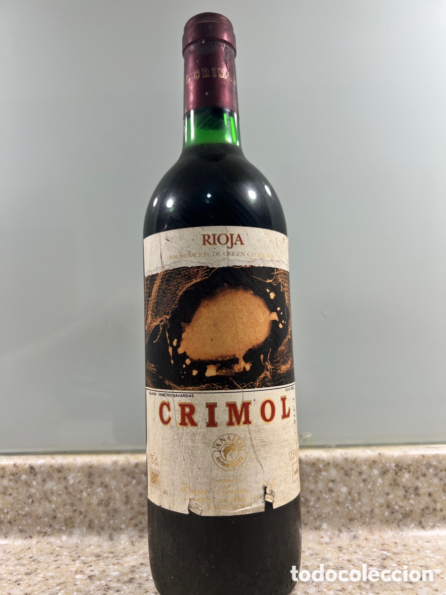 Collection of wines and liquors: Antigua Botella Vino Tinto CRIMOL Cosecha 1995 RIOJA. , Bodegas Navajas Lena precintada