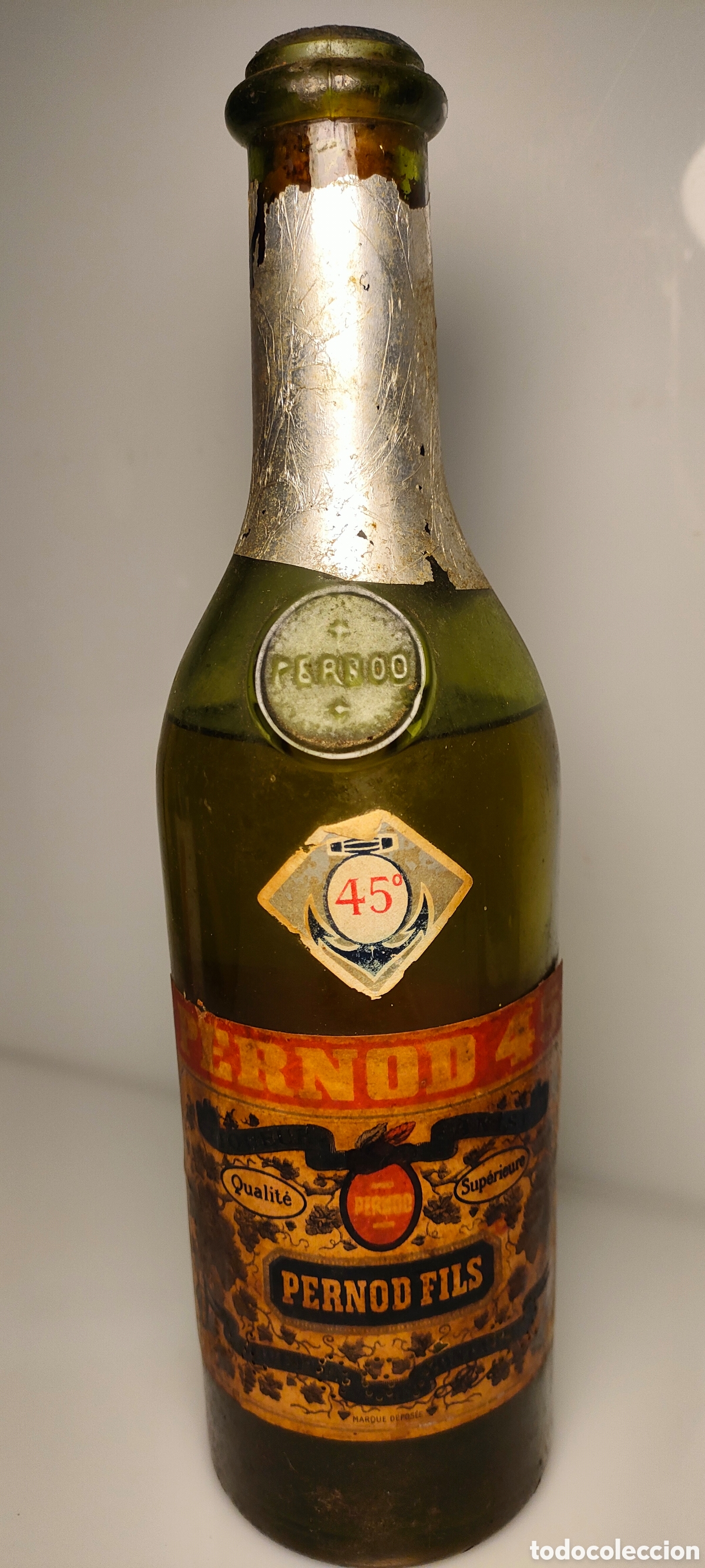Coleccionismo de vinos y licores: Botella PERNOD 45&deg; - Licor de an&iacute;s - Couvet Pontarlier a&ntilde;os 1950 (FRANCIA)