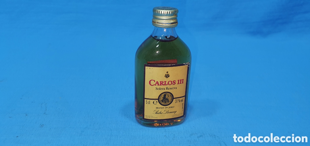 Coleccionismo de vinos y licores: BOTELLIN CARLOS III, BRANDY DE JEREZ, PEDRO DOMECQ. ABIERTA