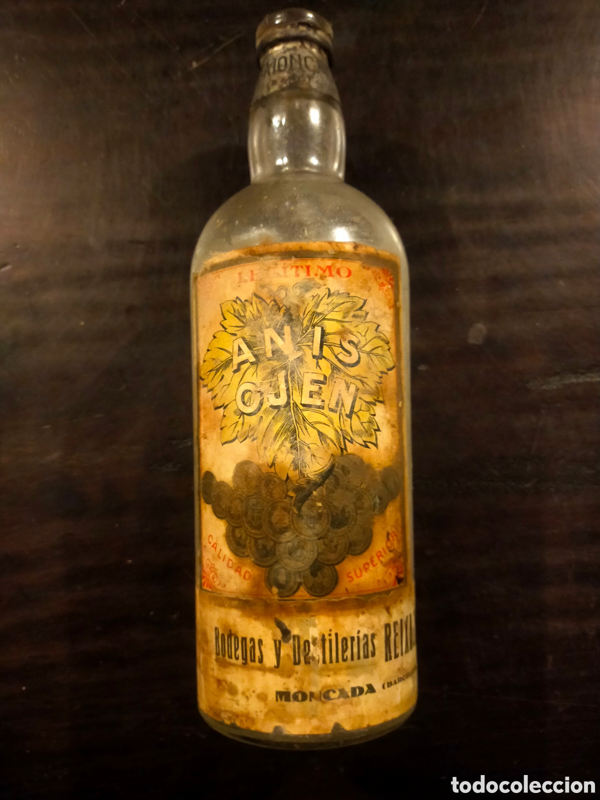 Coleccionismo de vinos y licores: Antigua botella de an&iacute;s ojen Moncada Barcelona