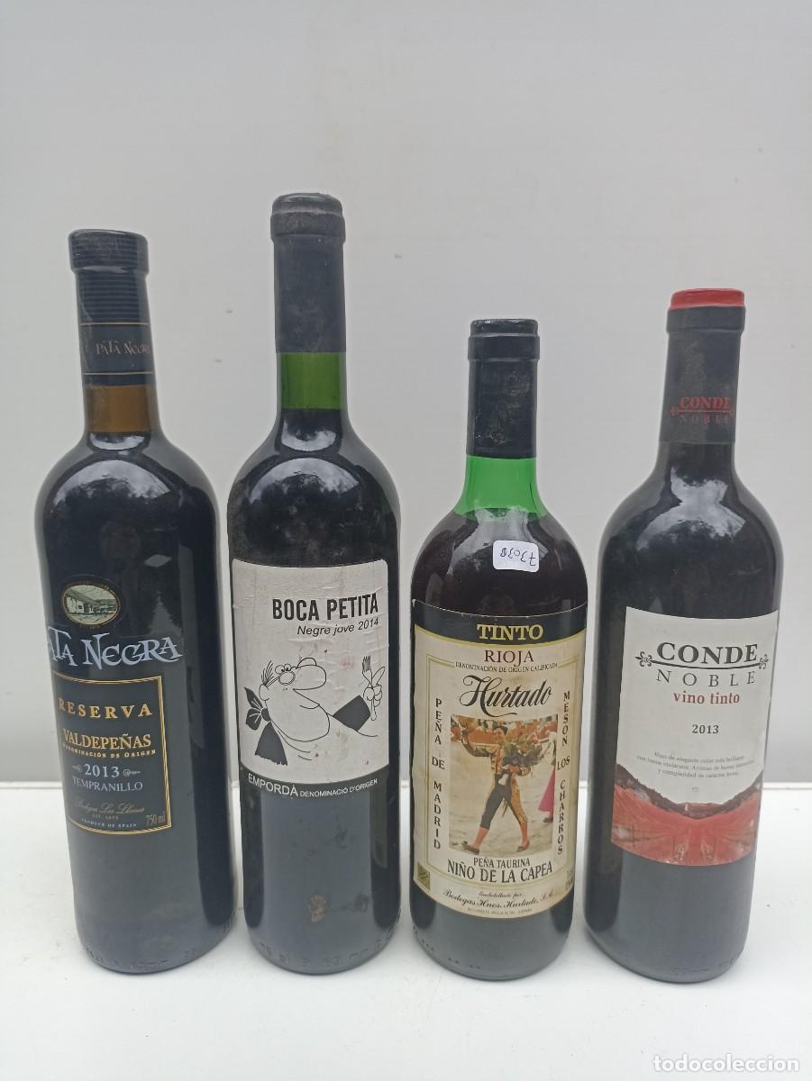 Coleccionismo de vinos y licores: Lote 4 botellas de vino 1994 Ni&ntilde;o de la Capea, 2013 Conde Noble, 2013 Pata Negra, 2014 Boca Petita