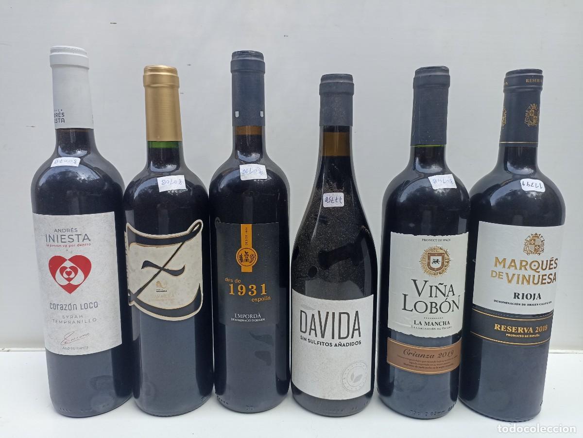 Coleccionismo de vinos y licores: Lote 6 botellas de vino Marqu&eacute;s de Vinuesa, Vi&ntilde;a Lob&oacute;n, Coraz&oacute;n Loco, Zorziko, Da vida
