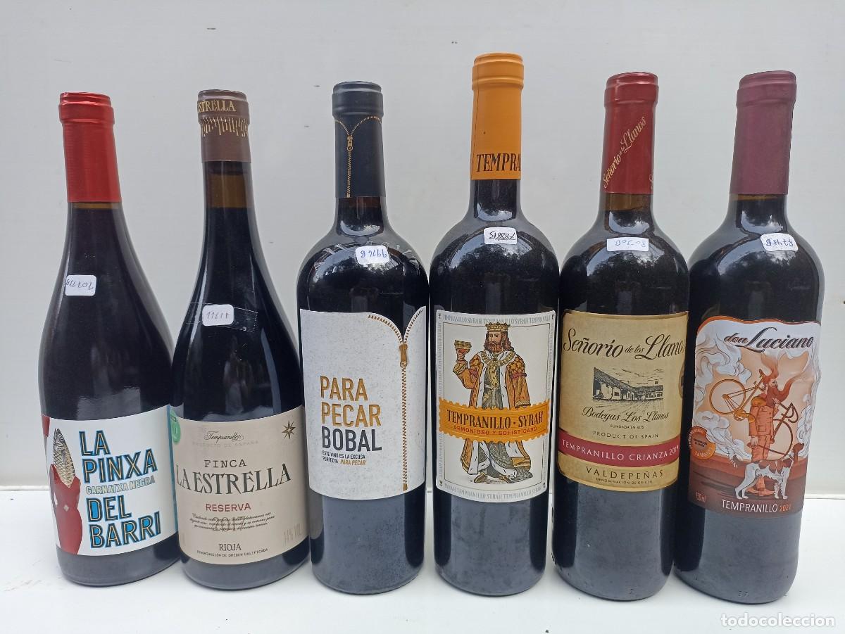 Coleccionismo de vinos y licores: Lote 6 botellas de vino Finca la Estrella, Se&ntilde;orio de los Llanos, Para pecar bobal , Don Luciano