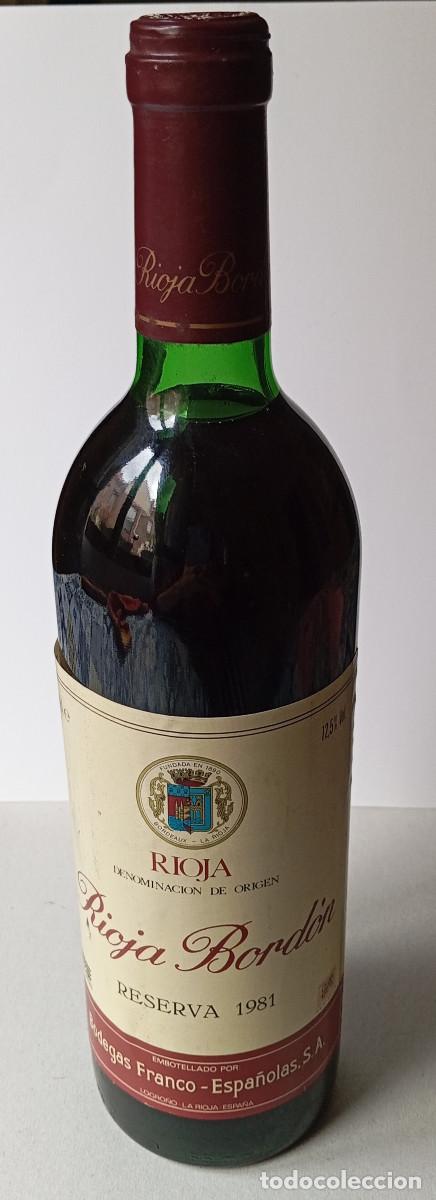 Coleccionismo de vinos y licores: RIOJA BORD&Oacute;N RESERVA 1981 - Foto 1