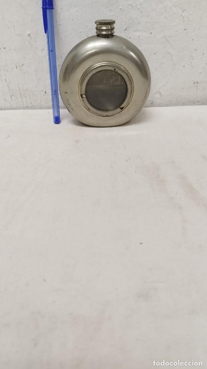 Colecionismo de vinhos e licores: Antigua petaca,botella met&aacute;lica.Whisky Andrews Inglaterra England, vac&iacute;a