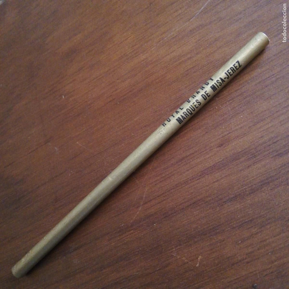 Coleccionismo de vinos y licores: Lapicero Marqu&eacute;s de Misa Jerez Royal brandy oloroso la novia fino chiquilla