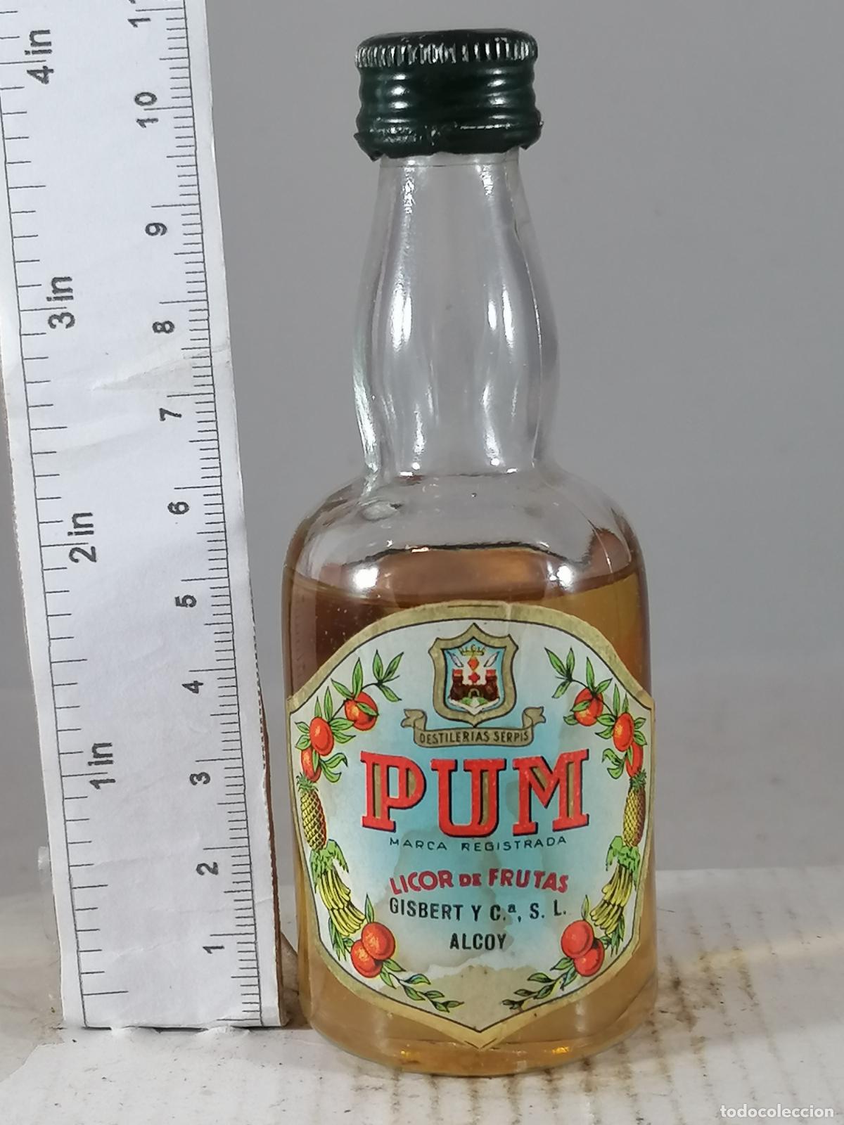 Coleccionismo de vinos y licores: BOTELLITA BOTELLIN PUM LICOR DE FRUTAS SERPIS DESTILERIAS SERPIS GISBERT Y CIA ALCOY