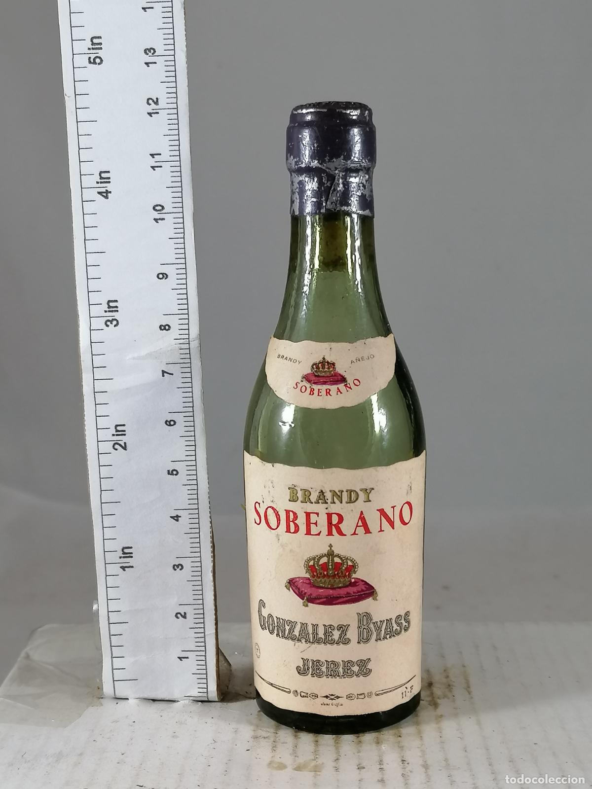 Coleccionismo de vinos y licores: BOTELLITA BOTELLIN BRANDY A&Ntilde;EJO SOBERANO GONZALEZ BYASS JEREZ