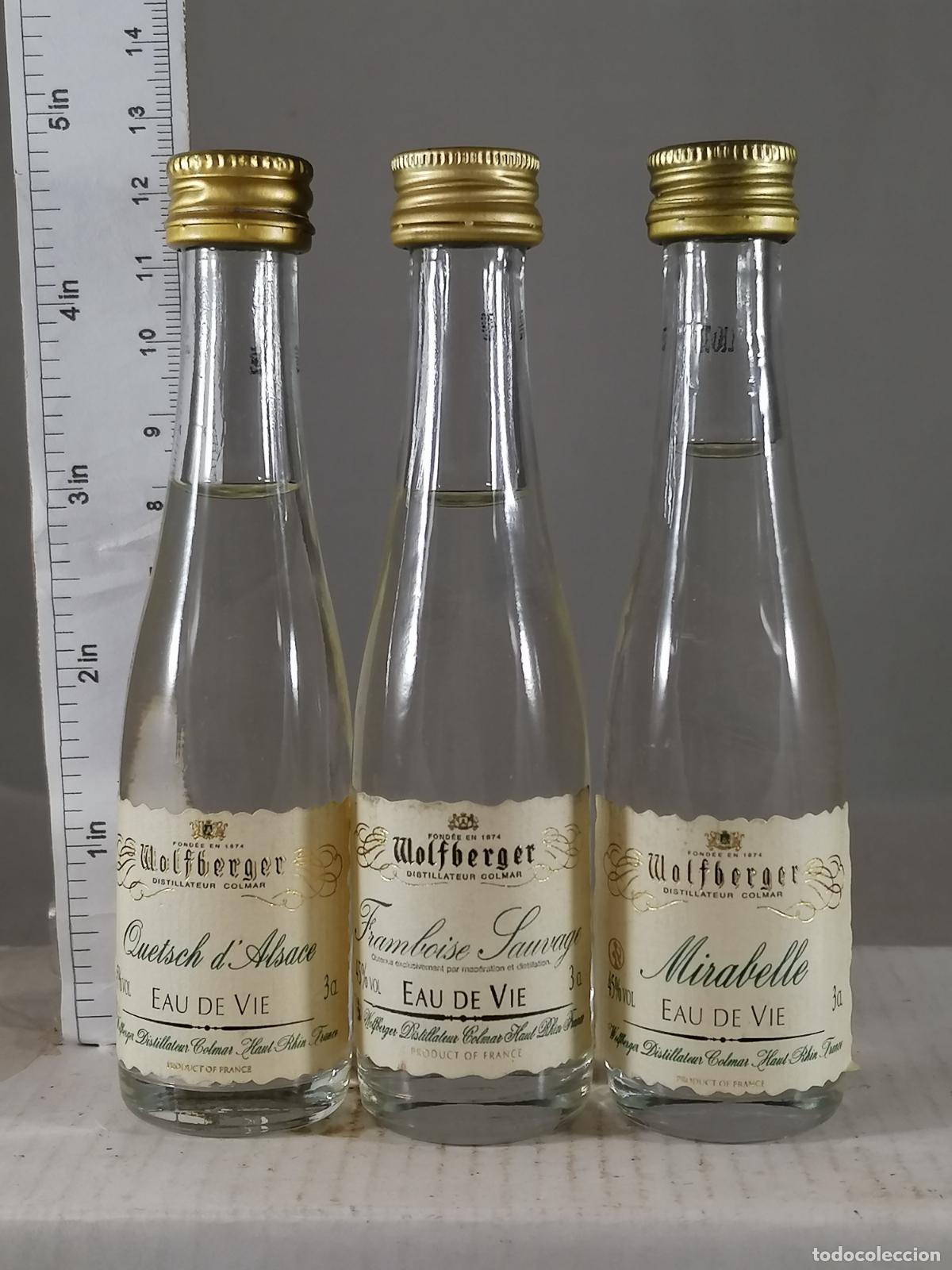 Colecionismo de vinhos e licores: BOTELLITA BOTELLIN LOTE DE 3 WOLFBERGER COLMAR FRANCE