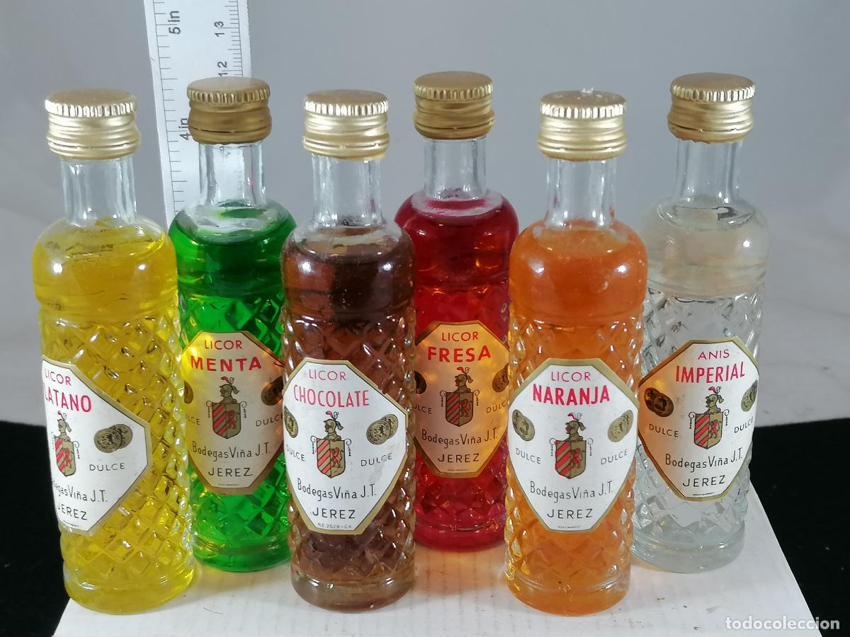 Coleccionismo de vinos y licores: BOTELLITA BOTELLIN LOTE DE 6 LICORES BODEGAS VI&Ntilde;A JT JEREZ