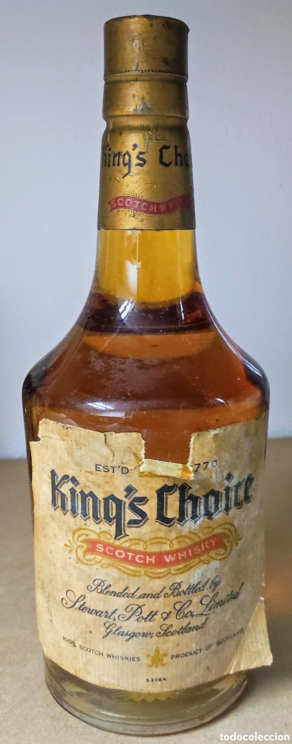 Coleccionismo de vinos y licores: Botella de whisky Kings choice. A&ntilde;os 70