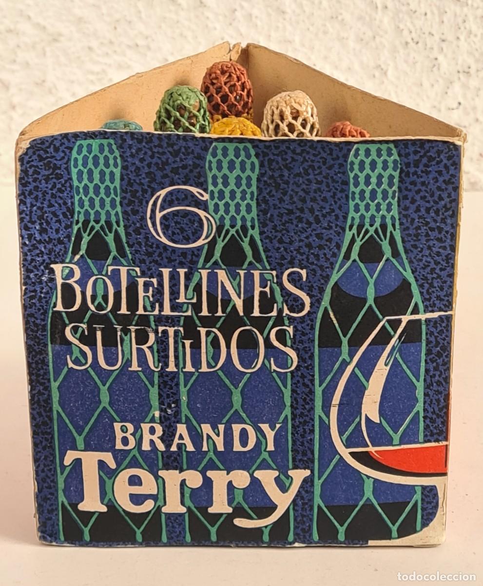 Coleccionismo de vinos y licores: Caja 6 Botellines Surtido Brandy Terry Puerto Santa Mar&iacute;a C&aacute;diz - Centenario Competidor M&aacute;laga Azul