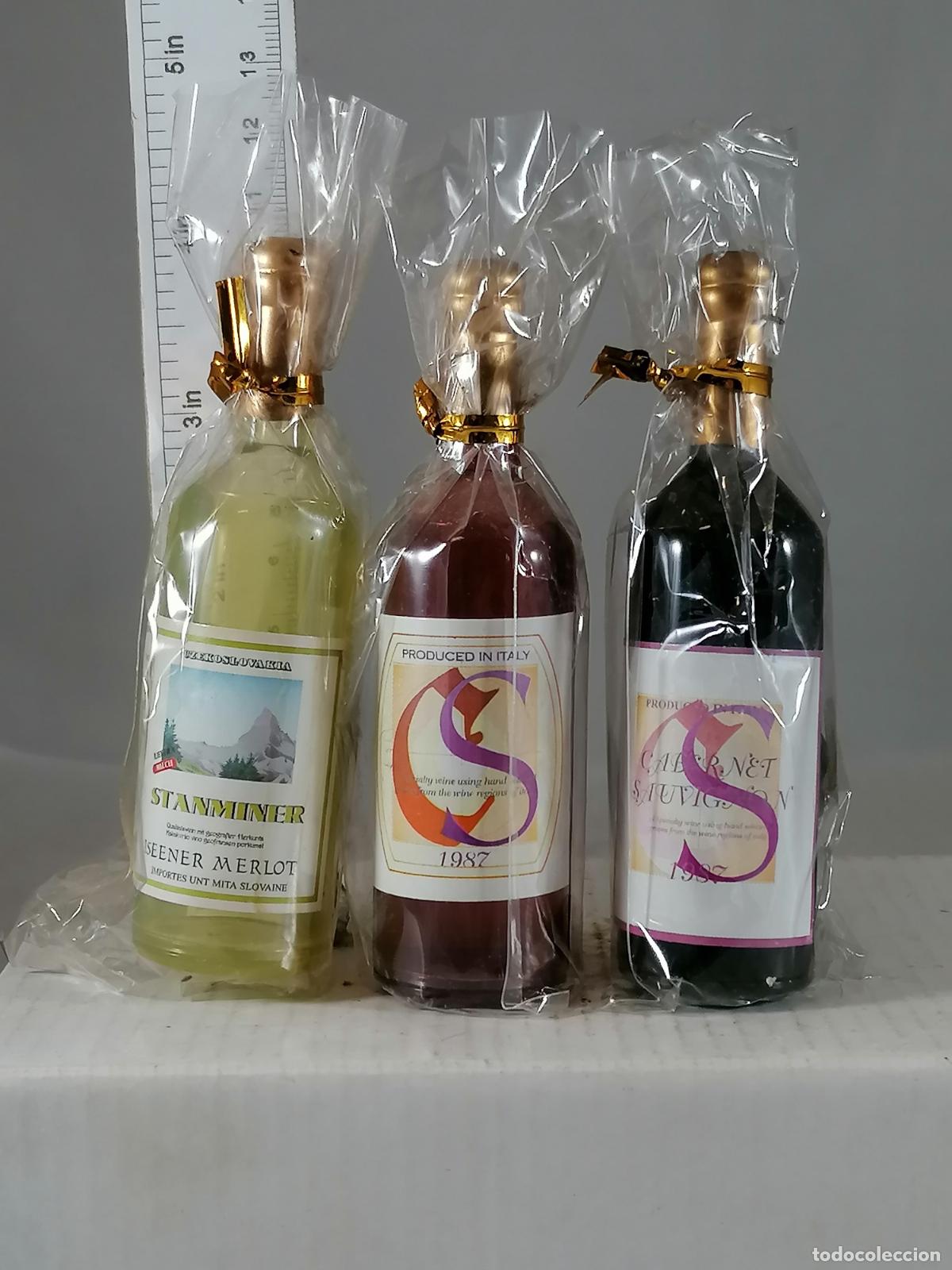 Collection of wines and liquors: BOTELLITA BOTELLIN LOTE 3 IMANES BOTELLAS DE VINO PLASTICO