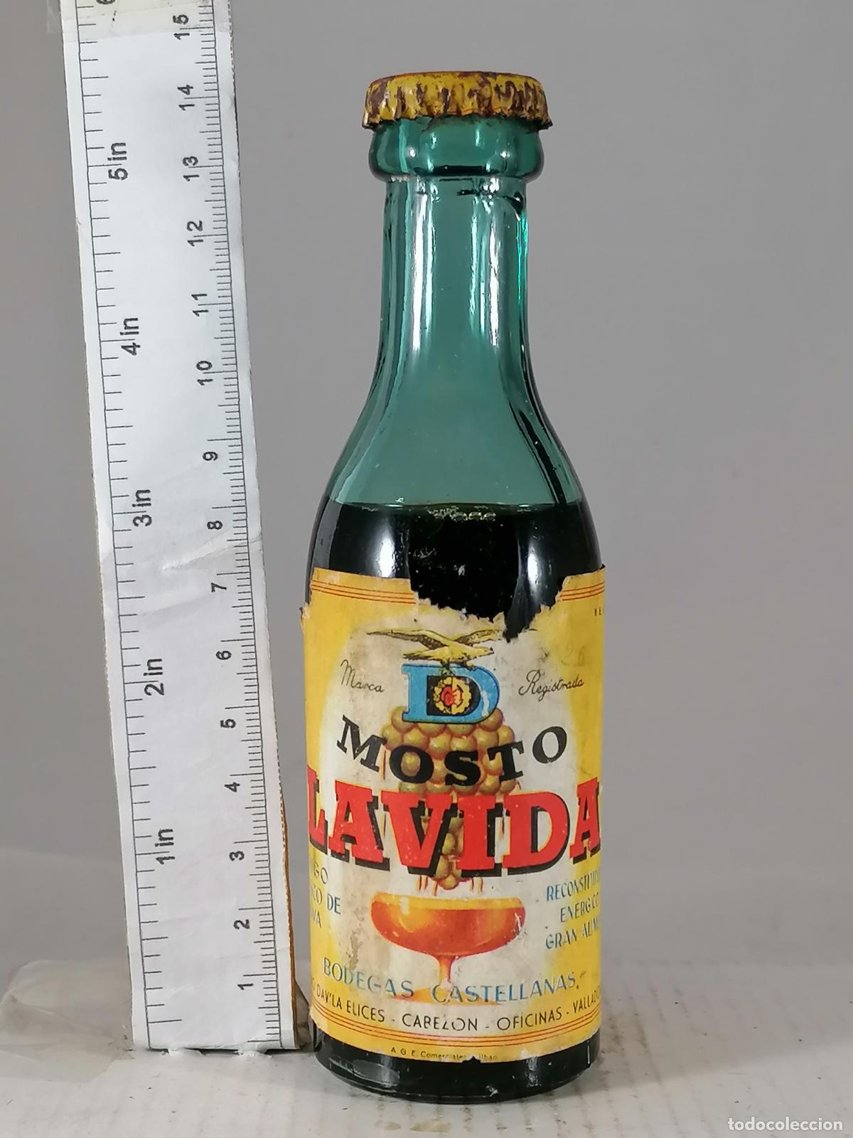 Collezionismo di vini e liquori: BOTELLITA BOTELLIN MOSTO LA VIDA BODEGAS CASTELLANAS MAXIMO DAVILA VALLADOLID CHAPA CORONA 1956