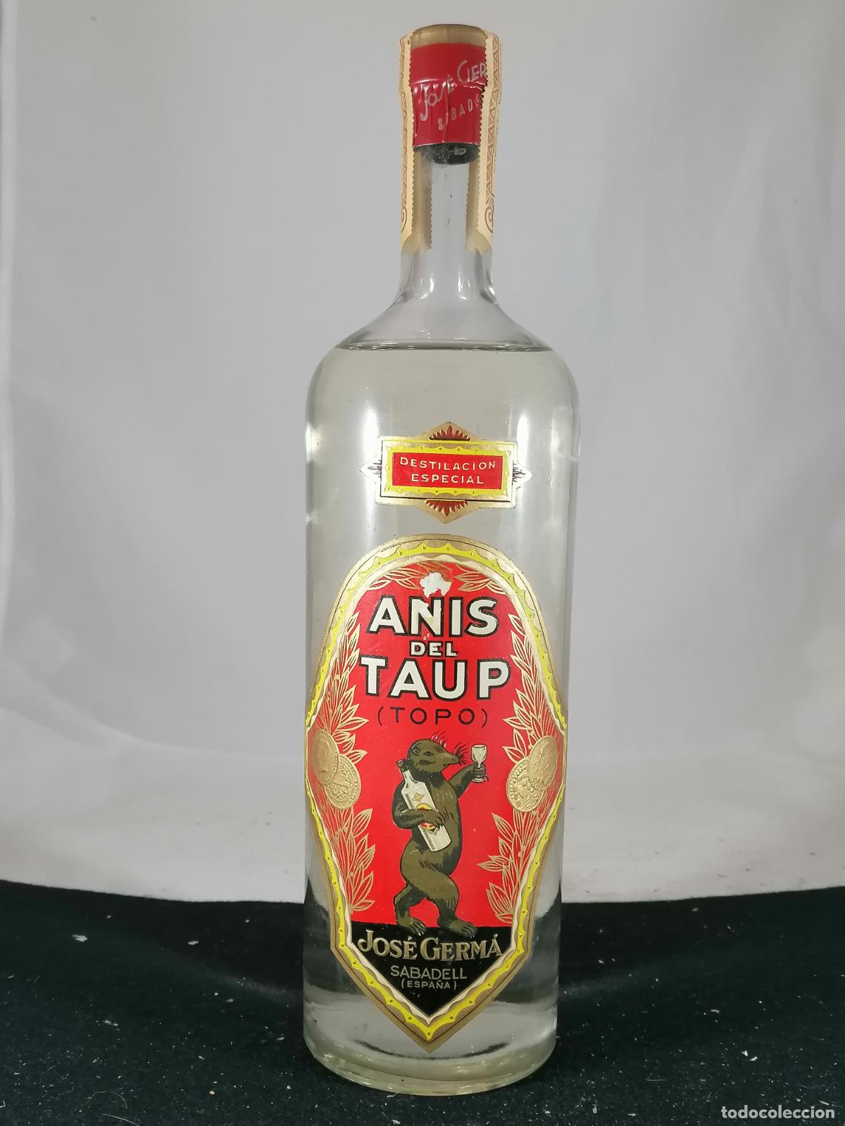Sammlung von Weinen und Lik&ouml;ren: BOTELLA ANIS DEL TAUP TOPO JOSE GERMA SABADELL ESPA&Ntilde;A 80 CENTIMOS