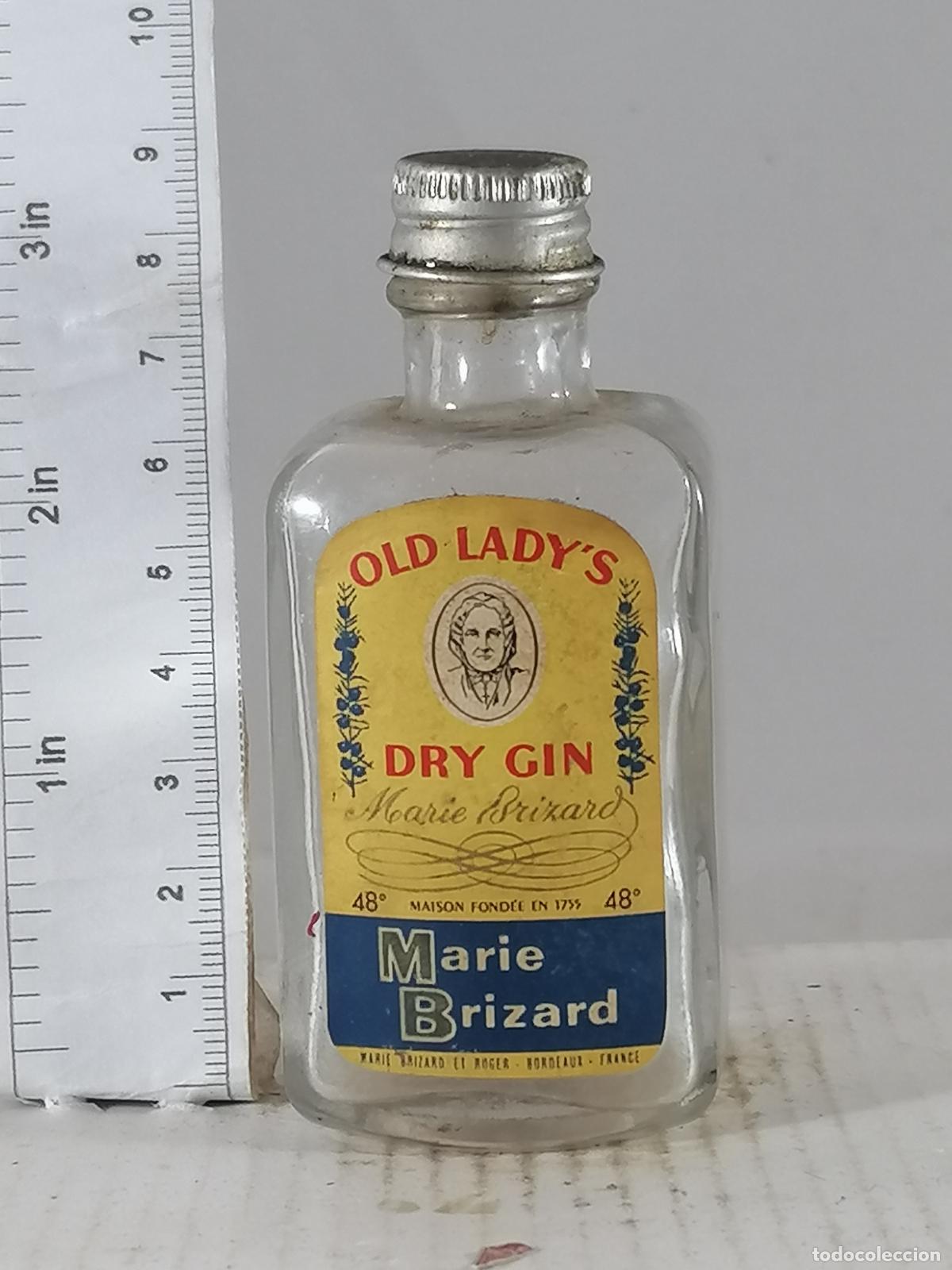 Collection of wines and liquors: BOTELLITA BOTELLIN OLD LADYS DRY GIN MARIE BRIZARD BORDEUX FRANCE