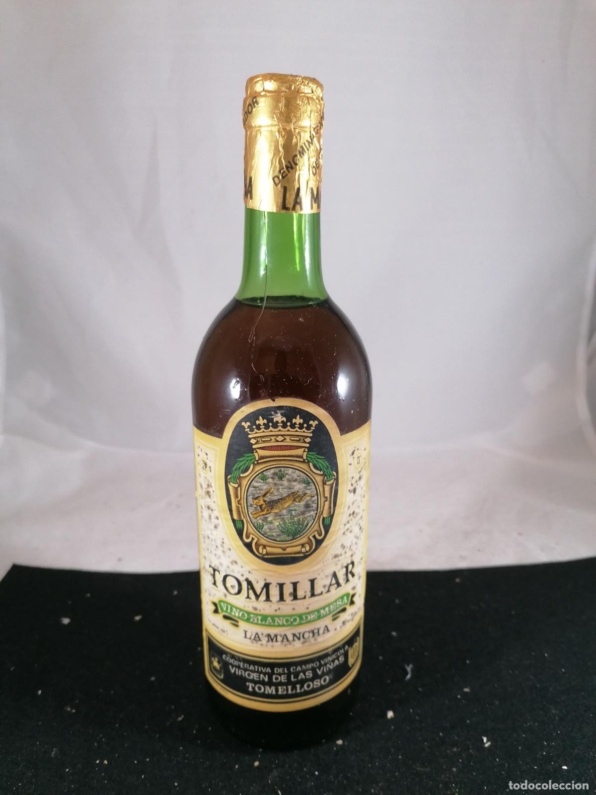 Collection of wines and liquors: BOTELLA VINO DE MESA BLANCO TOMILLAR COOPERATIVA VIRGEN DE LAS VI&Ntilde;AS TOMELLOSO