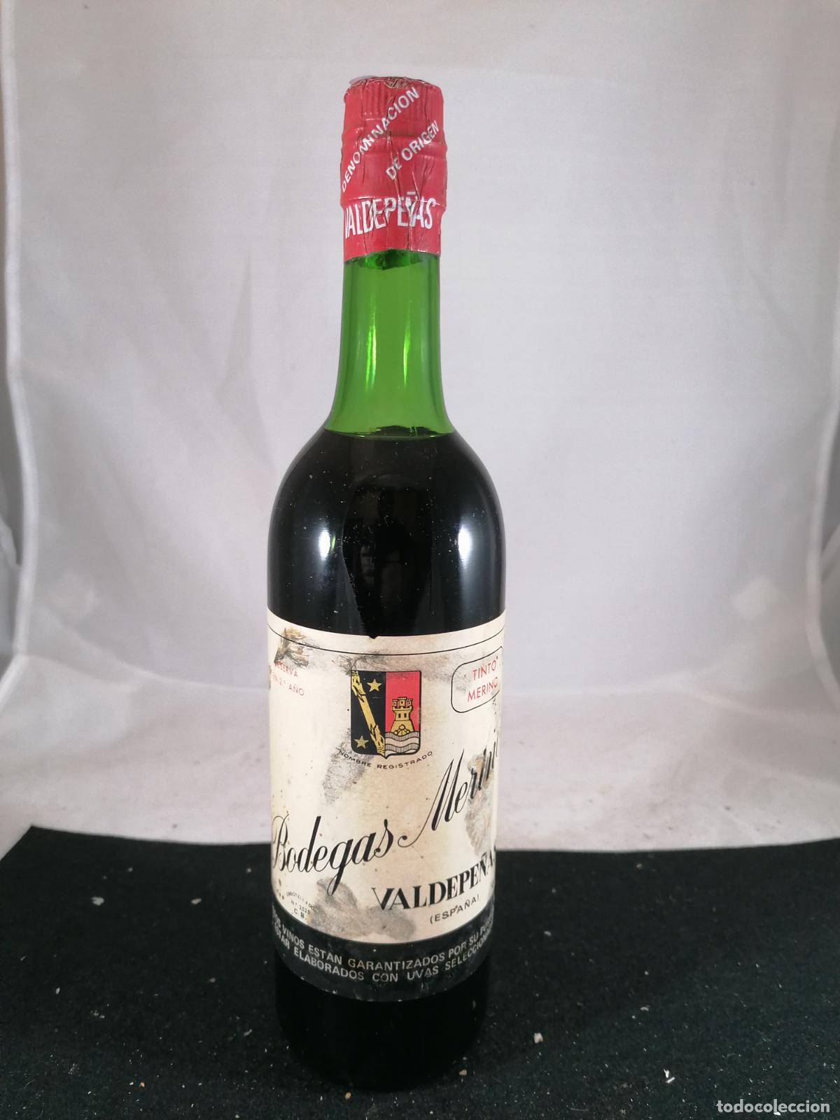 Collection of wines and liquors: BOTELLA VINO TINTO RESERVA 2&ordm; A&Ntilde;O BODEGAS MERINO VALDEPE&Ntilde;AS
