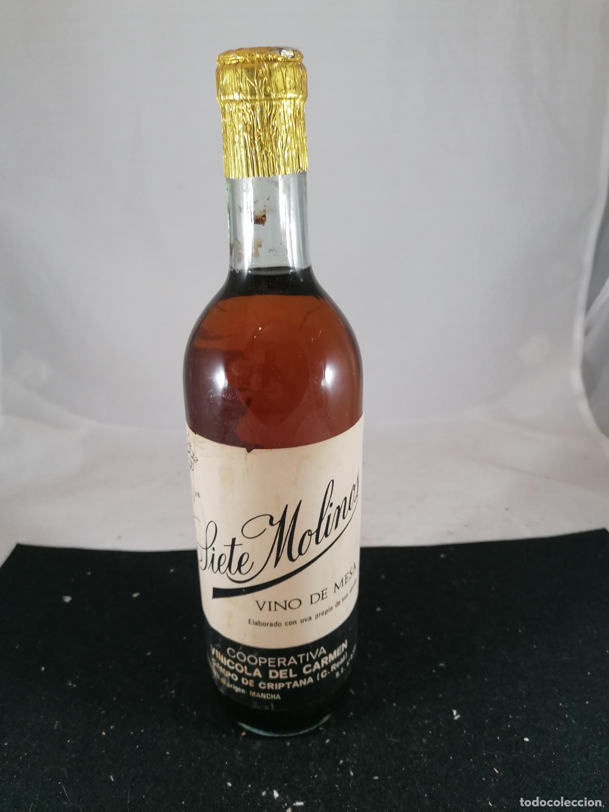 Sammlung von Weinen und Lik&ouml;ren: BOTELLA VINO SIETE MOLINOS COOPERATIVA DEL CARMEN CAMPO DE CRIPTANA LA MANCHA