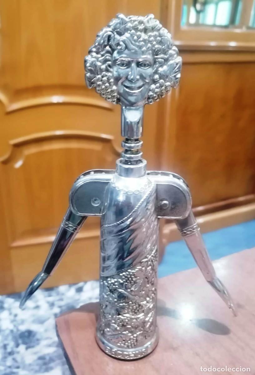 Coleccionismo de vinos y licores: Estupendo abrebotellas SACACORCHOS BACCHUS - GODINGER - ITALY - PLATA