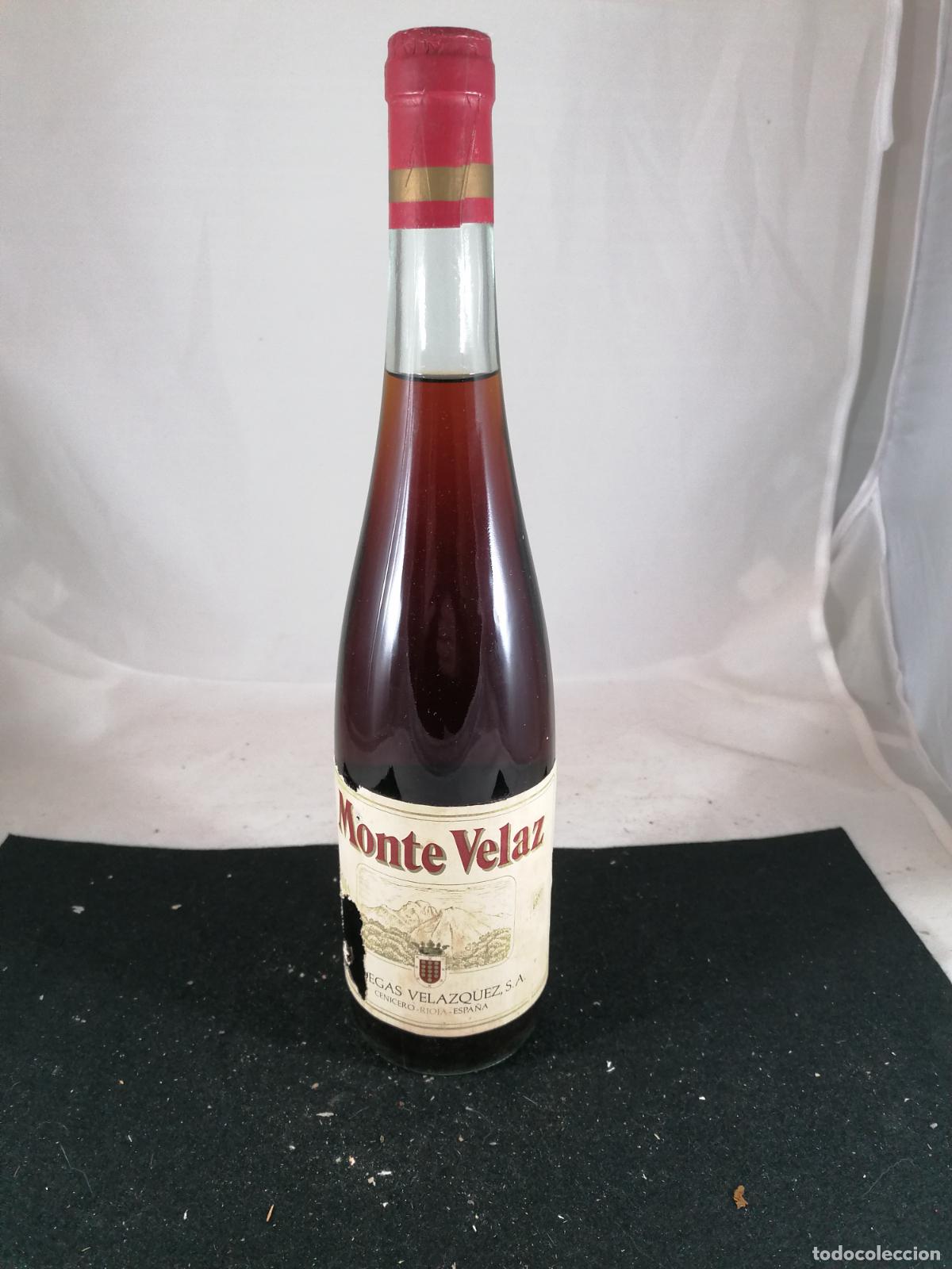 Collection of wines and liquors: BOTELLA VINO MONTE VELAZ BODEGAS VELAZQUEZ CENICERO RIOJA