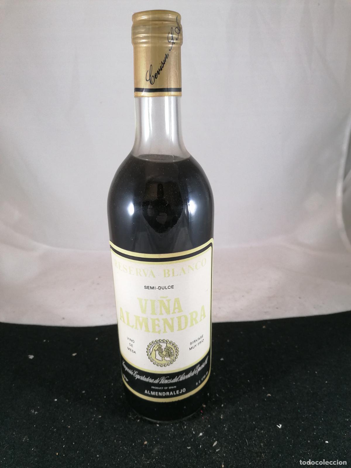 Collezionismo di vini e liquori: BOTELLA VINO RESERVA BLANCO SEMI DULCE VI&Ntilde;A ALMENDRA CEVISUR ALMENDRALEJO