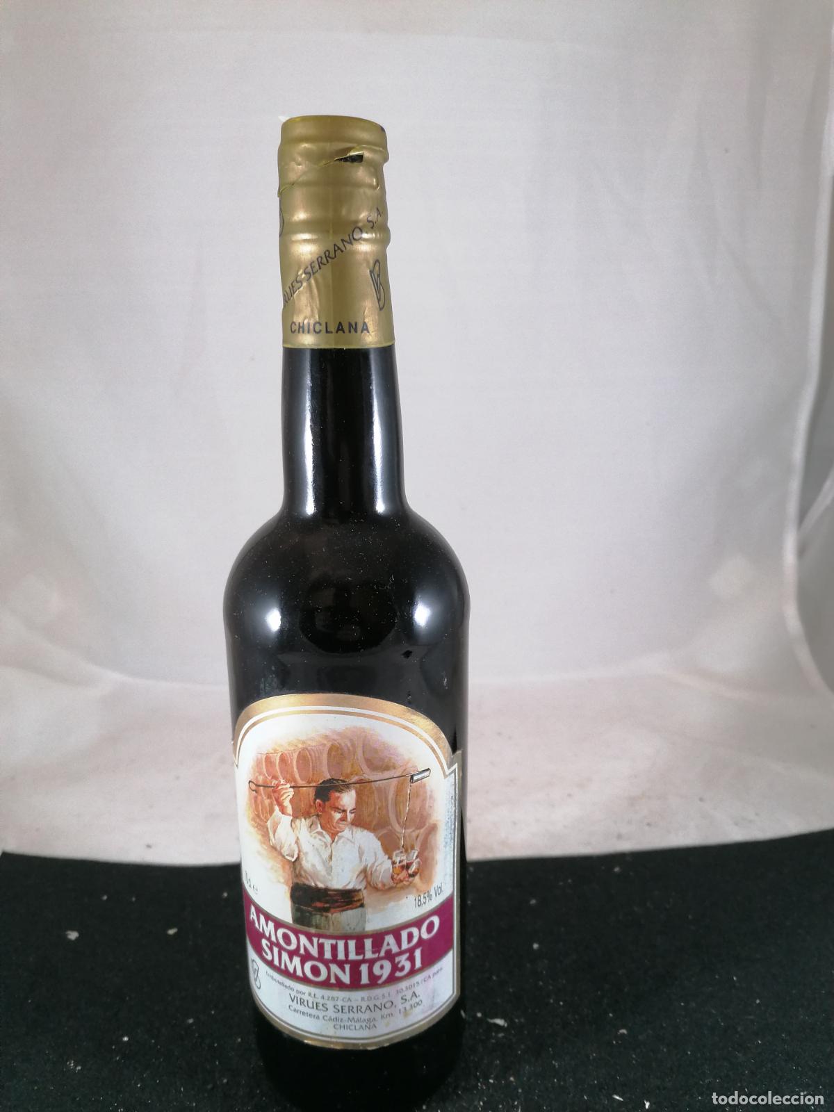 Collection of wines and liquors: BOTELLA VINO AMONTILLADO SIMON 1931 VIRUES SERRANO CHICLANA