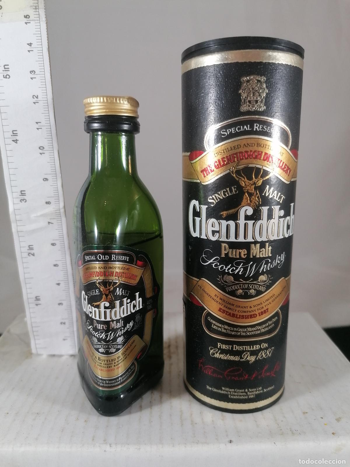 Coleccionismo de vinos y licores: BOTELLITA BOTELLIN WHISKY PURE SINGLE MALT GLENFIDDICH + CAJA