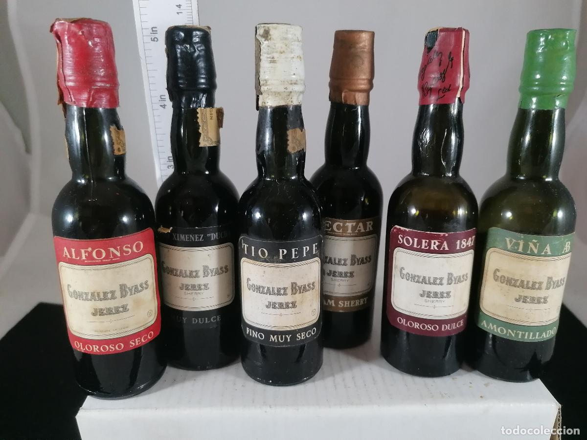Colecionismo de vinhos e licores: BOTELLITA BOTELLIN LOTE DE 6 GONZALEZ BYASS TIO PEPE DUCHA 1847 VI&Ntilde;A A B ALFONSO NECTAR JEREZ