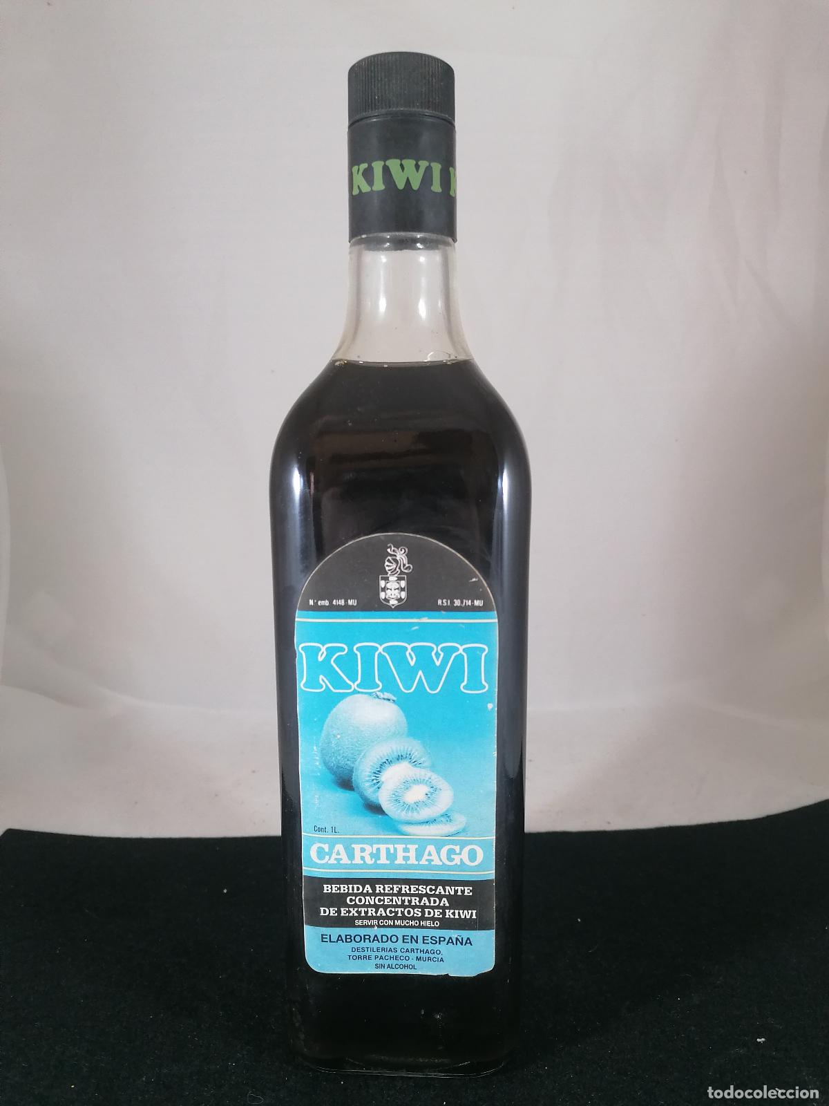 Collection of wines and liquors: BOTELLA KIWI DESTILERIAS CARTHAGO TORRE PACHECO MURCIA