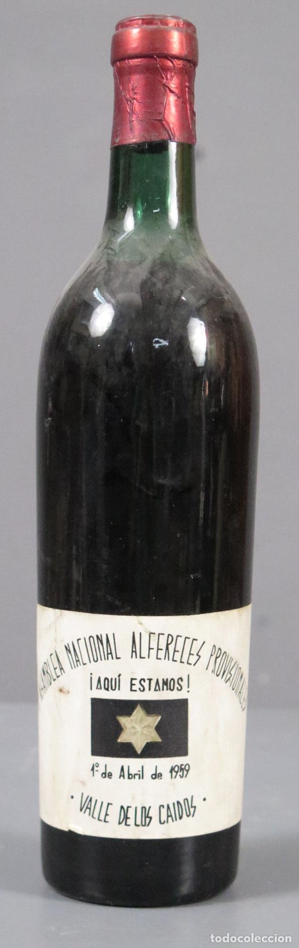 Collectionnisme de vins et liqueurs: BOTELLA VINO. 1 ASAMBLEA NACIONAL ALFERECES PROVISIONALES. VALLE DE LOS CAIDOS 1959