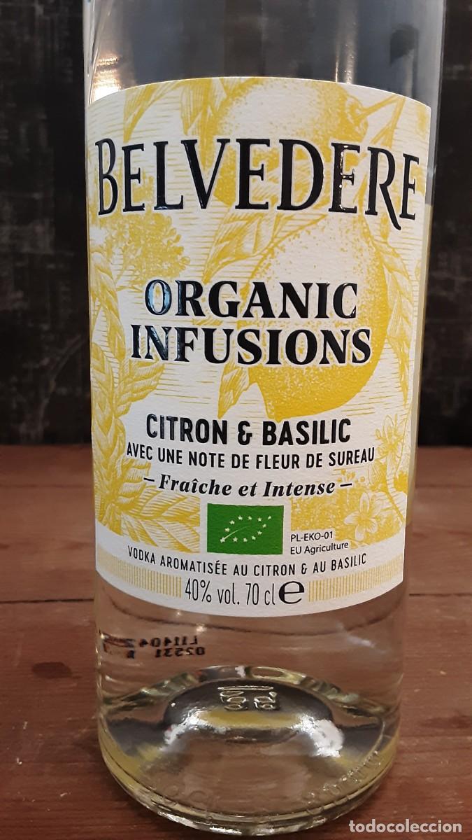 Coleccionismo de vinos y licores: BOTELLA DE VODKA POLACO &rdquo;BELVEDER, ORGANIC INFUSIONS&rdquo;, LIMON Y ALBAHACA CON TOQUE DE FLOR DE SA&Uacute;CO.