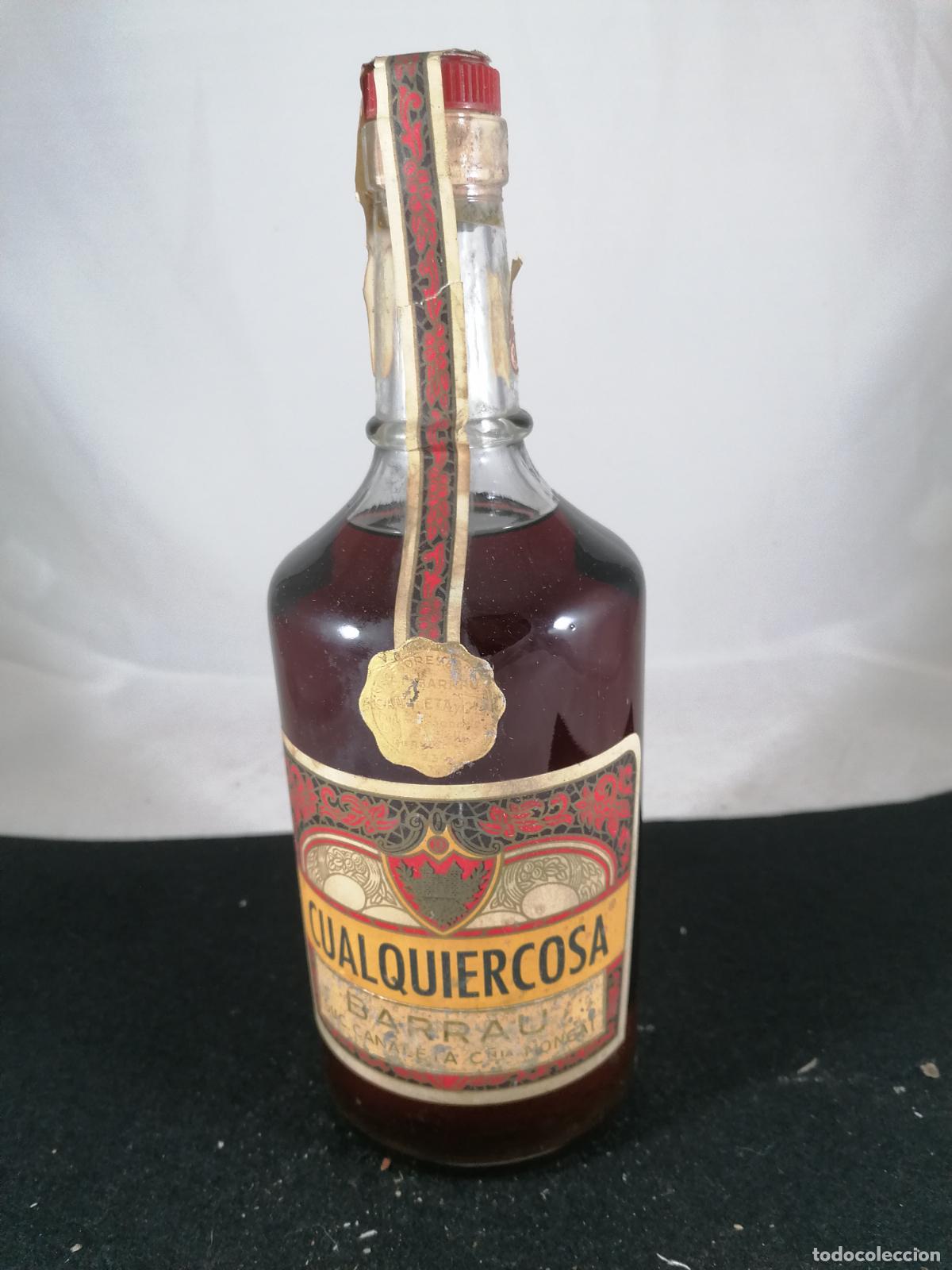 Collection of wines and liquors: BOTELLA LICOR CUALQUIERCOSA BARRAU CANALETA MONTGAT BARCELONA 80 CENTIMOS