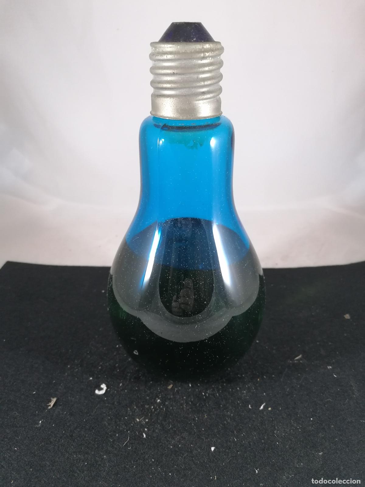 Collection of wines and liquors: BOTELLA FORMA DE BOMBILLA AZUL 0.5 L
