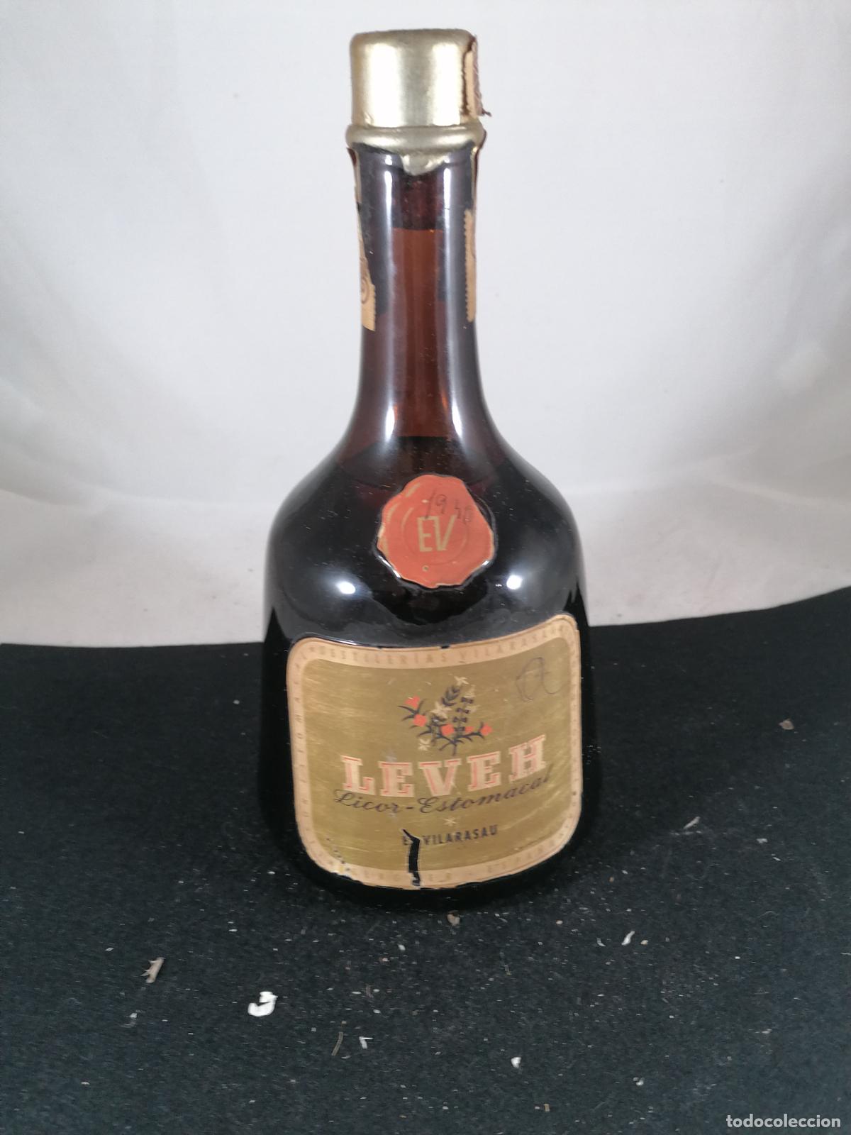 Collection of wines and liquors: BOTELLA LEVEH LICOR ESTOMACAL E. VILARASAU BALAGUER LLEIDA A&Ntilde;OS 40
