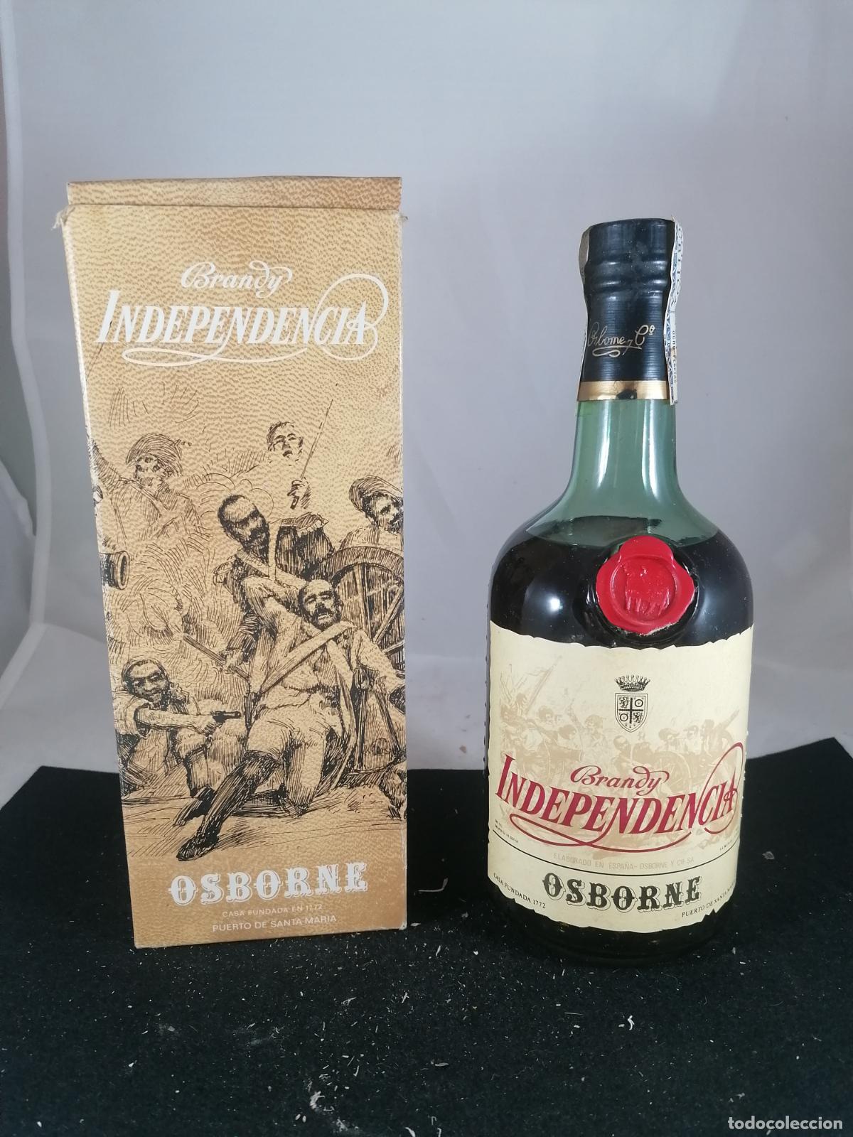 Coleccionismo de vinos y licores: BOTELLA + CAJA BRANDY INDEPENDENCIA OSBORNE PUERTO DE SANTA MARIA