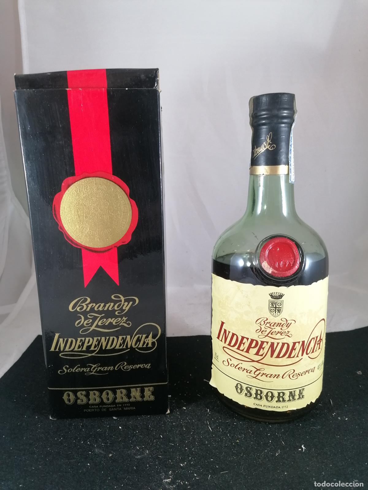 Coleccionismo de vinos y licores: BOTELLA + CAJA BRANDY INDEPENDENCIA OSBORNE PUERTO DE SANTA MARIA