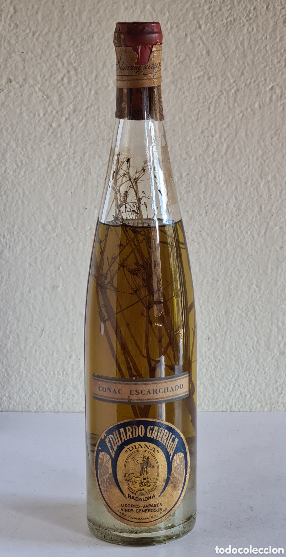 Coleccionismo de vinos y licores: Botella Co&ntilde;ac Escarchado &rdquo;Diana&rdquo; Eduardo Garriga - Badalona Licores Jarabes Vinos Generosos - Brandy